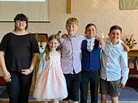 The 5 children after being admitted to Holy Communion